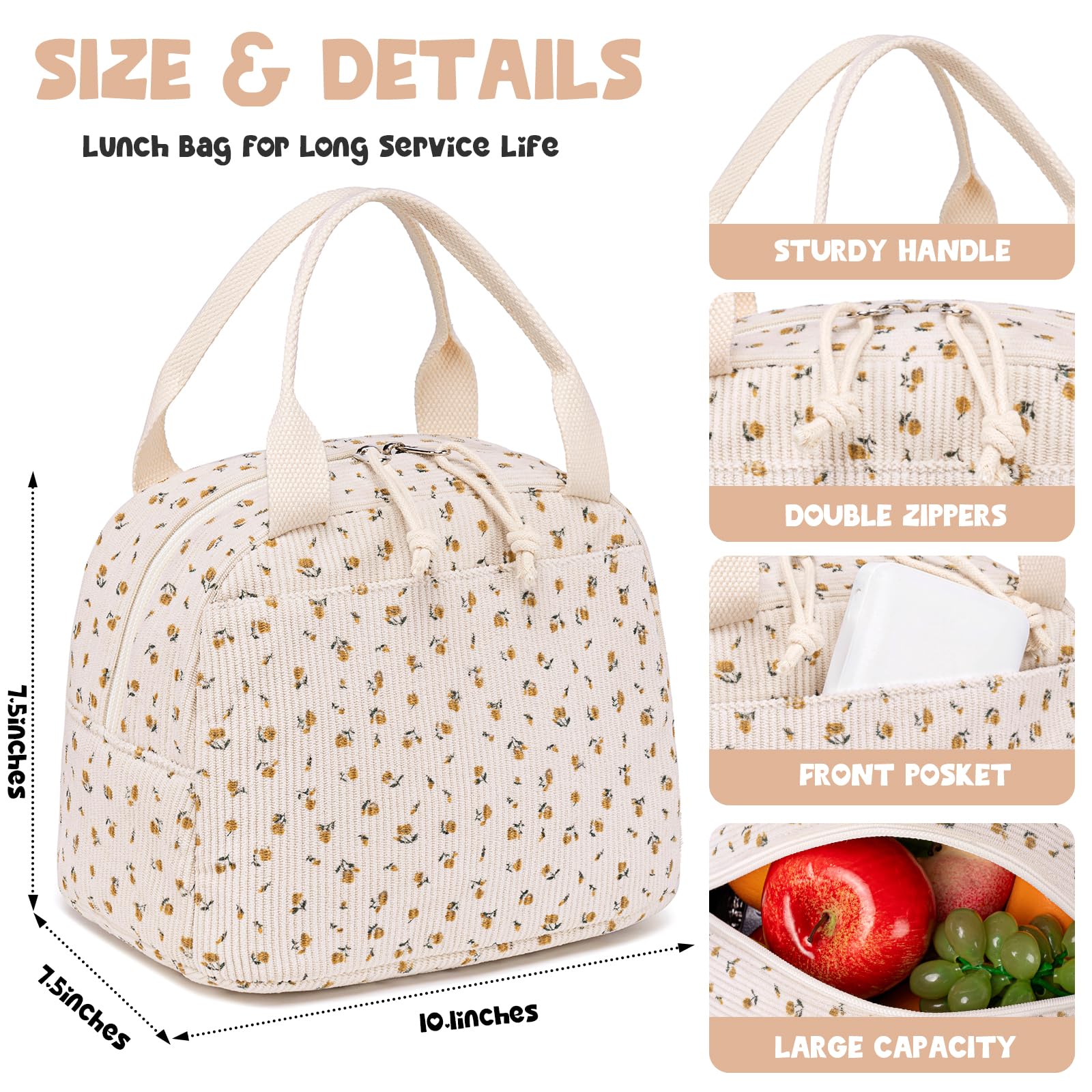 Bluboon lunch bag spacious interior fits lunchbox and drinks.