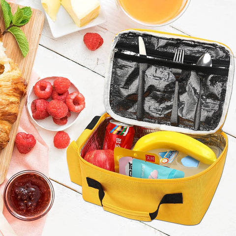 Bluboon kids lunch bag with reinforced handle for easy carry.
