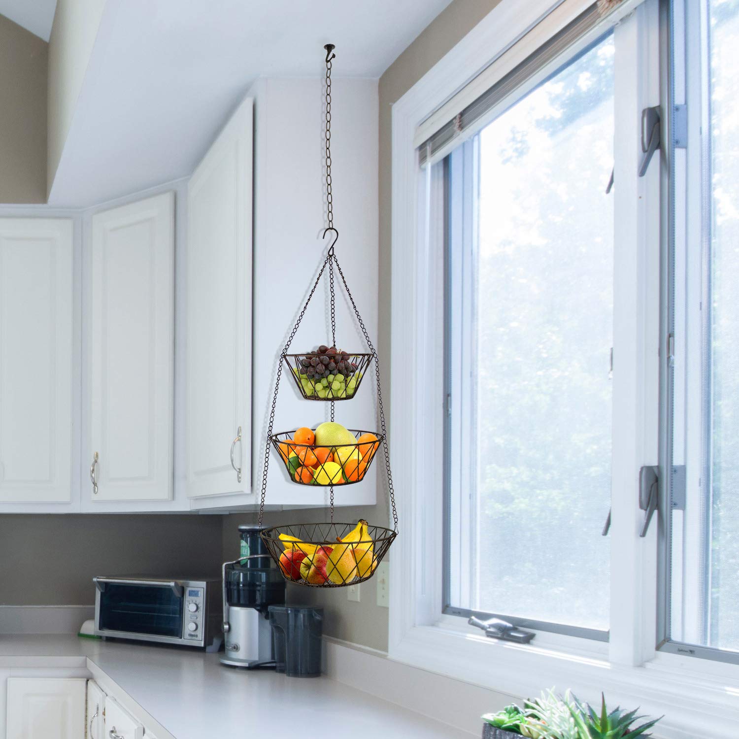 Blue Donuts durable bronze fruit basket designed for everyday kitchen use.