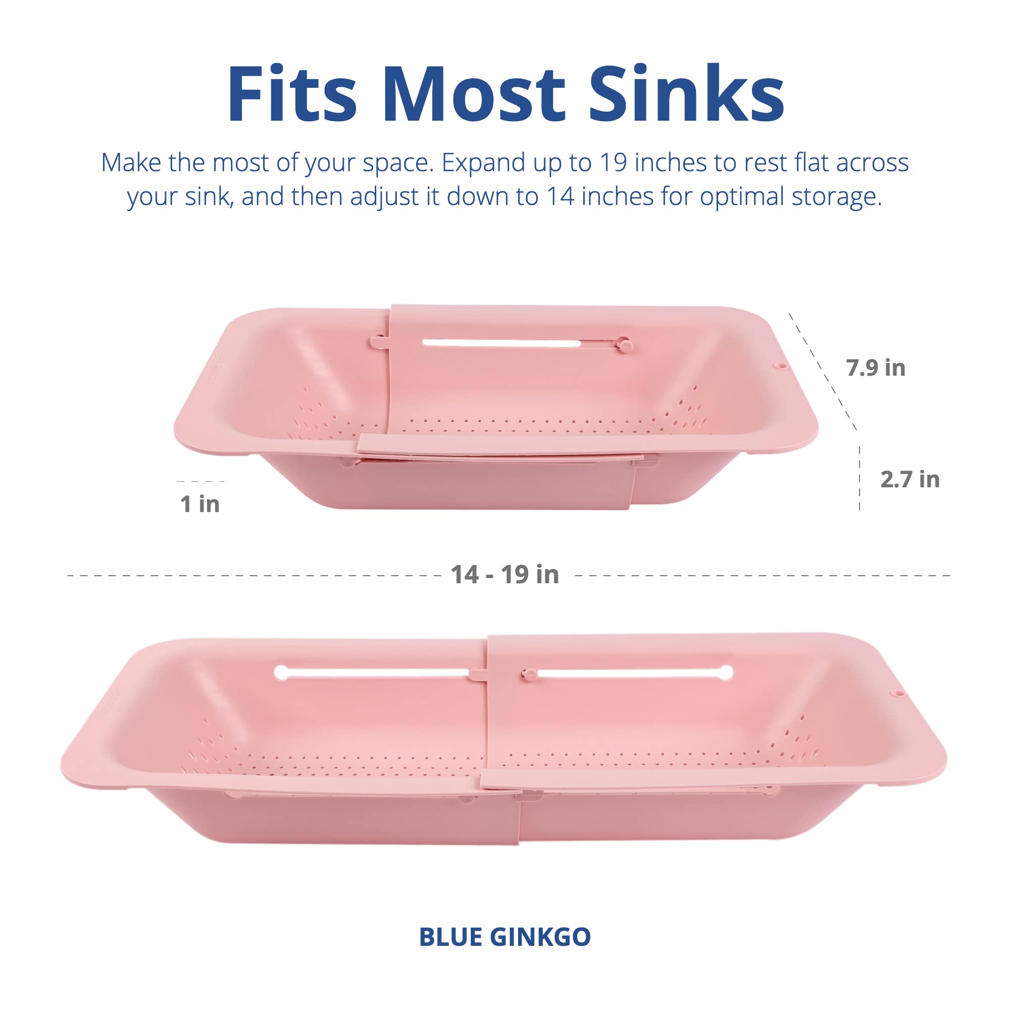 Blue Ginkgo pink BPA-free and heat-resistant colander for cooking