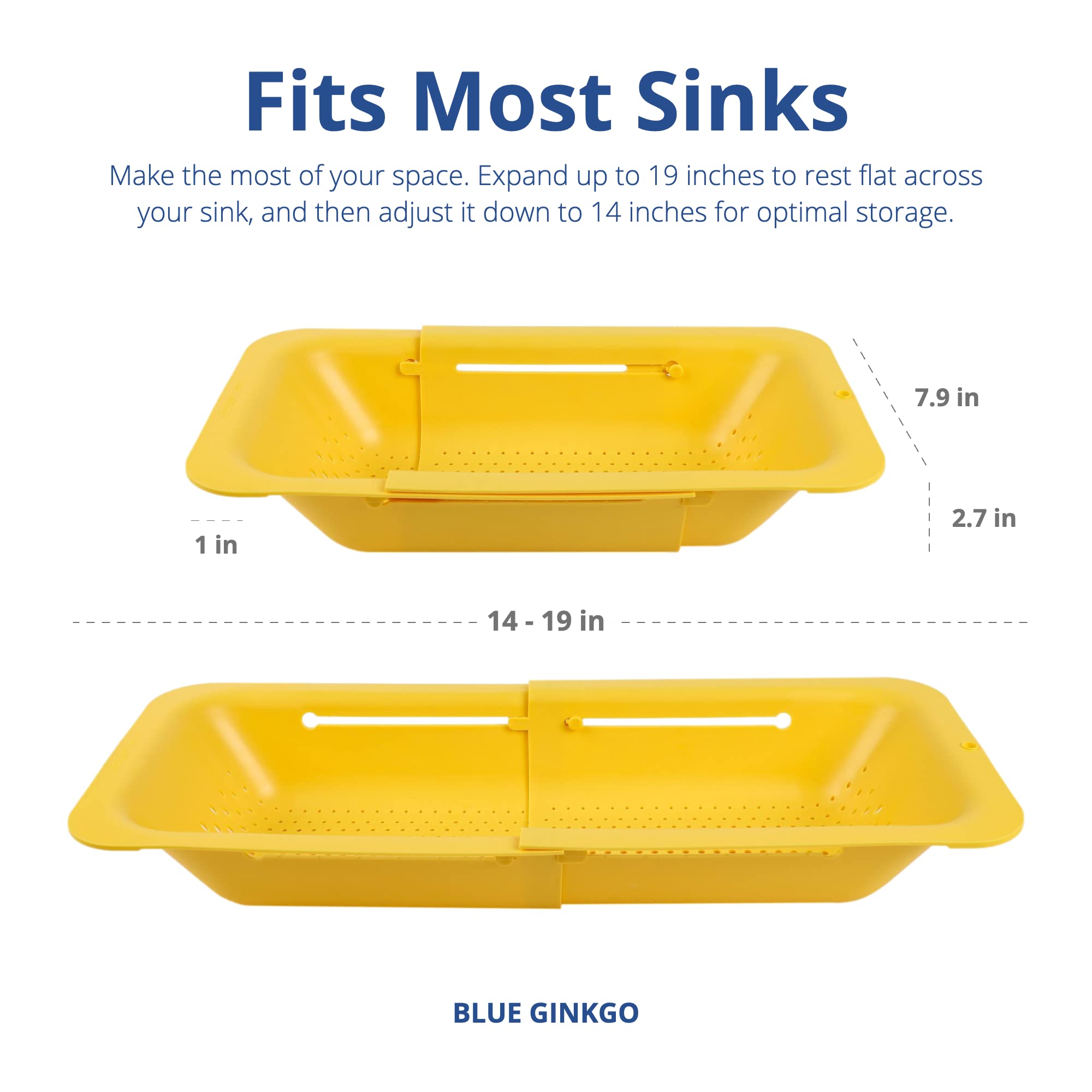 BLUE GINKGO Colander doubles as a compact dish rack for cups and small plates