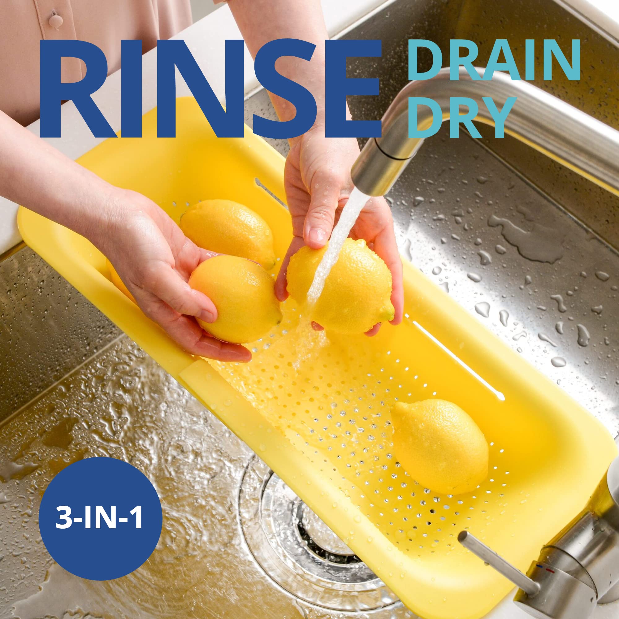 BLUE GINKGO Colander with evenly spaced holes aiding efficient drying of small items