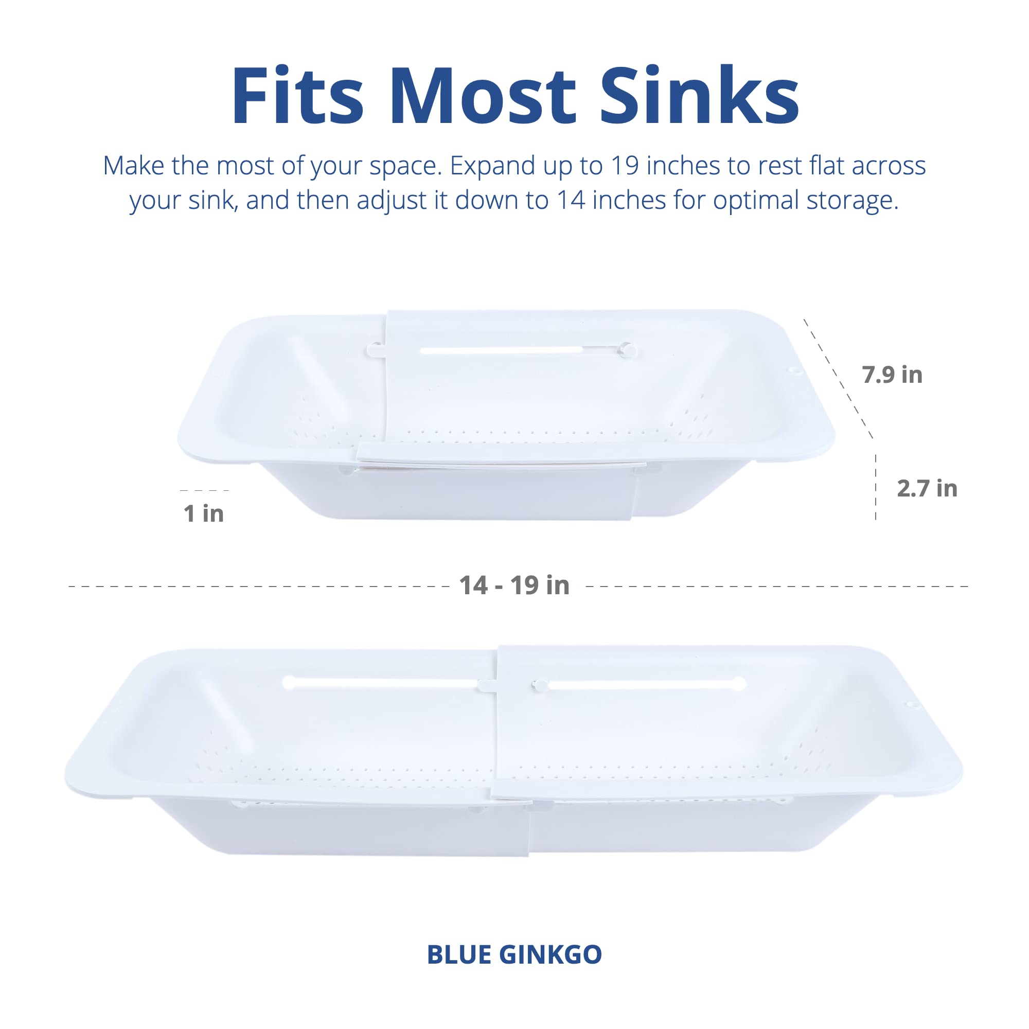 Blue Ginkgo colander features evenly spaced holes for airflow.
