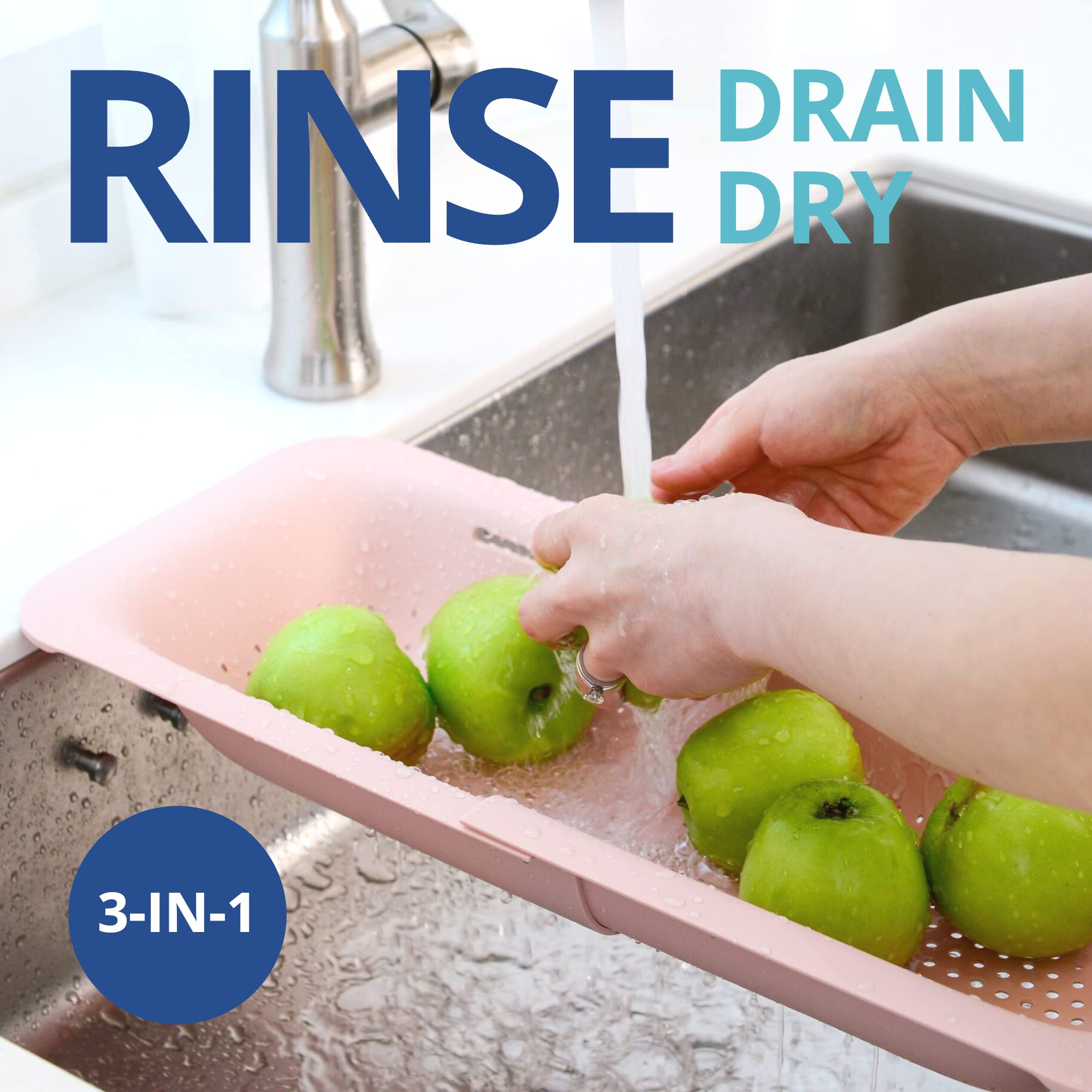 Blue Ginkgo pink pasta drain basket for quick meals