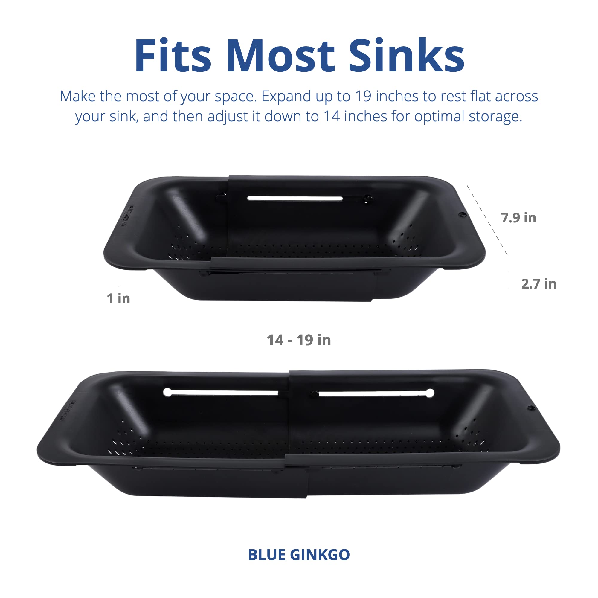 Blue Ginkgo sink colander is BPA-free for safe meal prep.