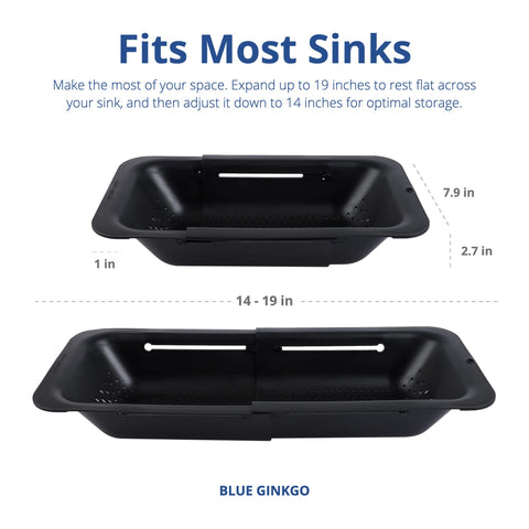 Blue Ginkgo sink colander is BPA-free for safe meal prep.