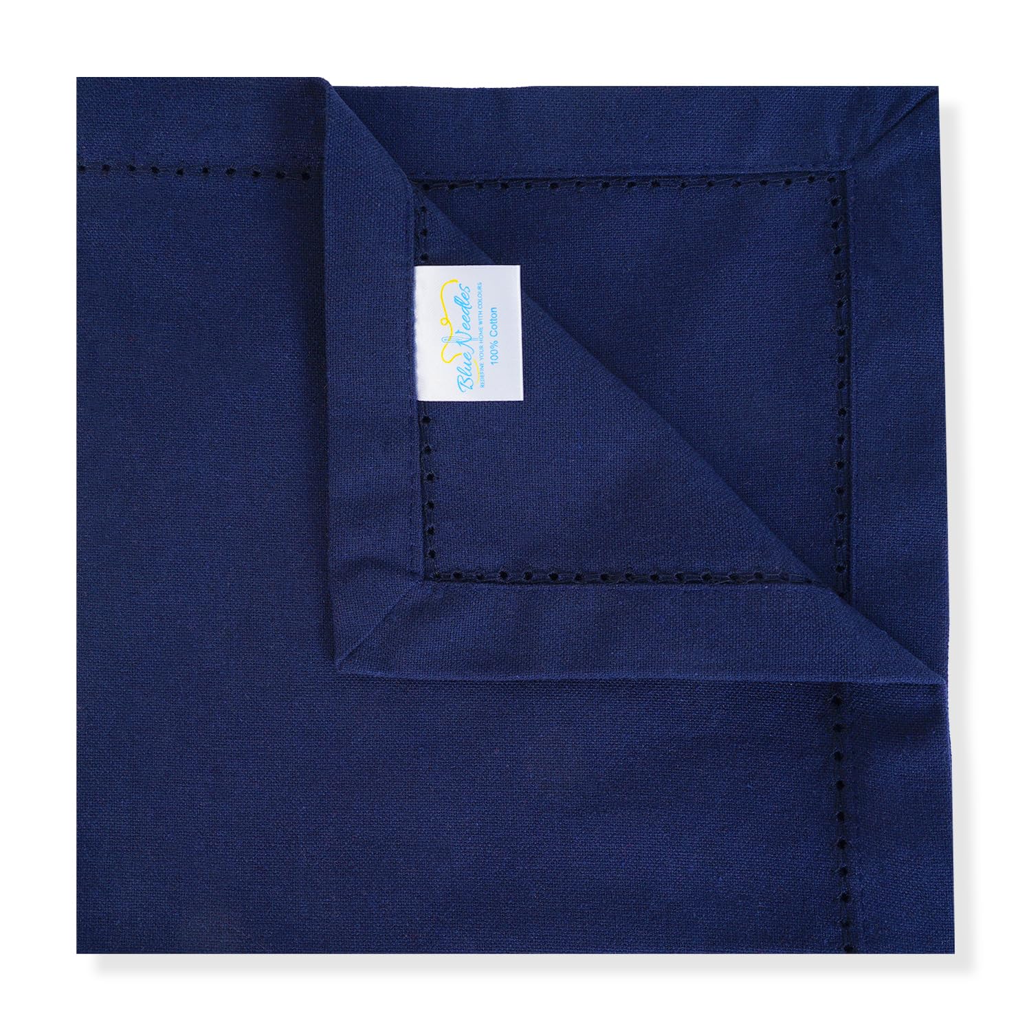 Blue Needles navy napkins folded neatly enhance tablescape and decor.