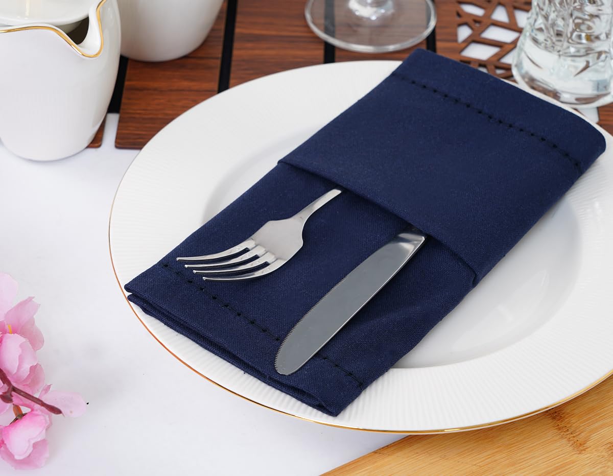 Blue Needles navy blue napkins pack of 12 ideal for gatherings and events.