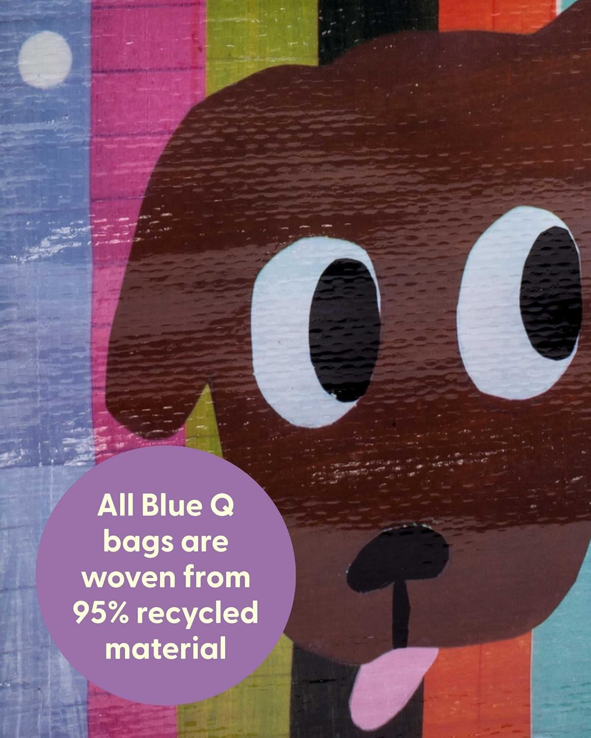 Blue Q Handy Tote 95% recycled material close-up shows durable fabric.