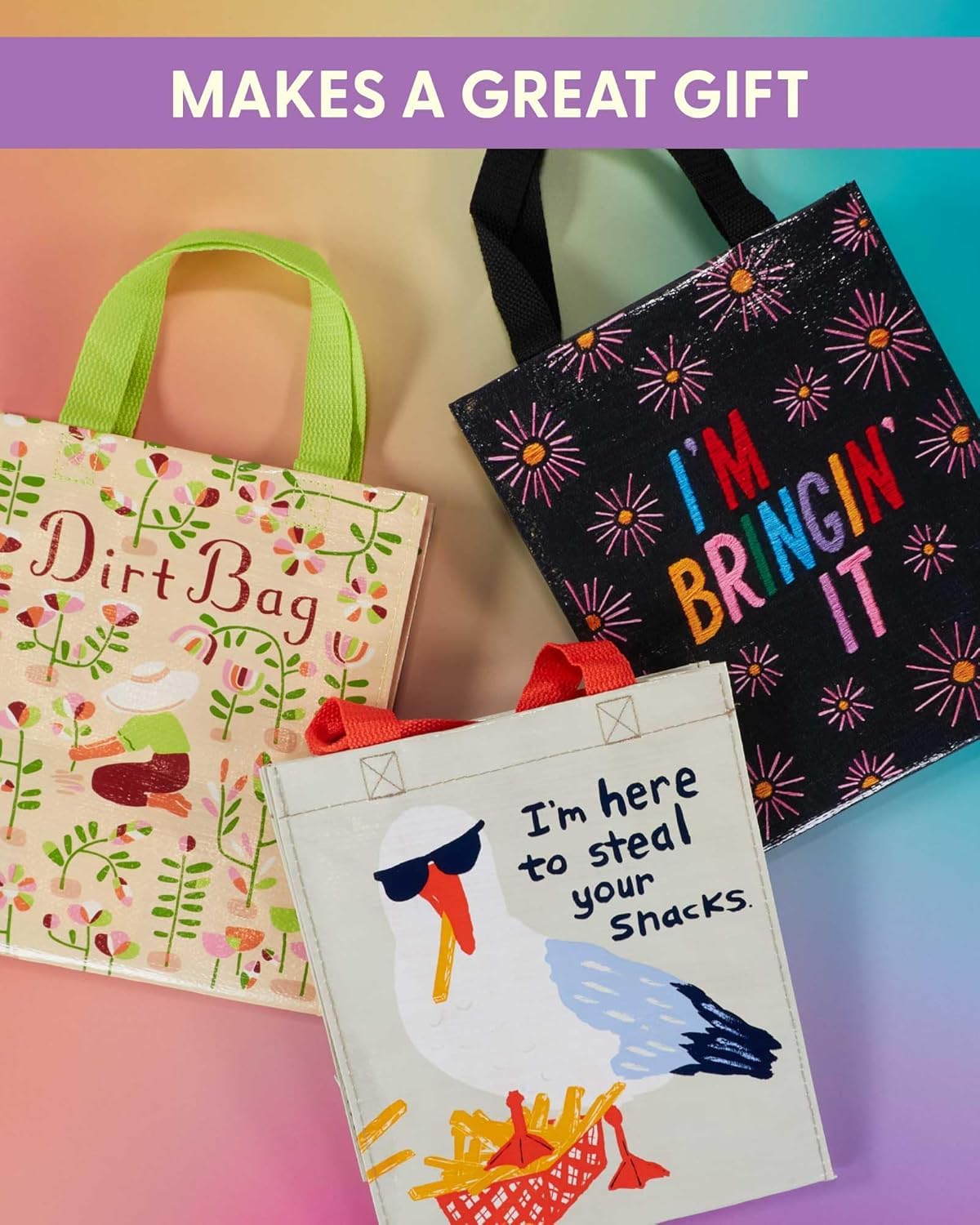 Blue Q Handy Tote compact size with short handles for easy carry.