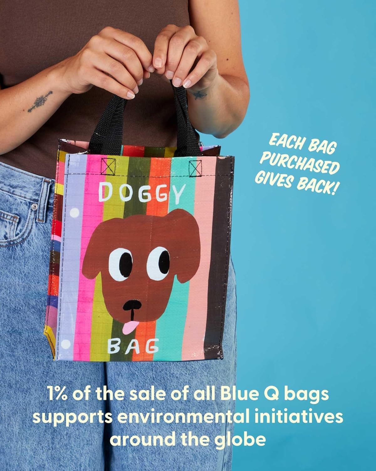 Blue Q Handy Tote durable foldable design for groceries and gifts.