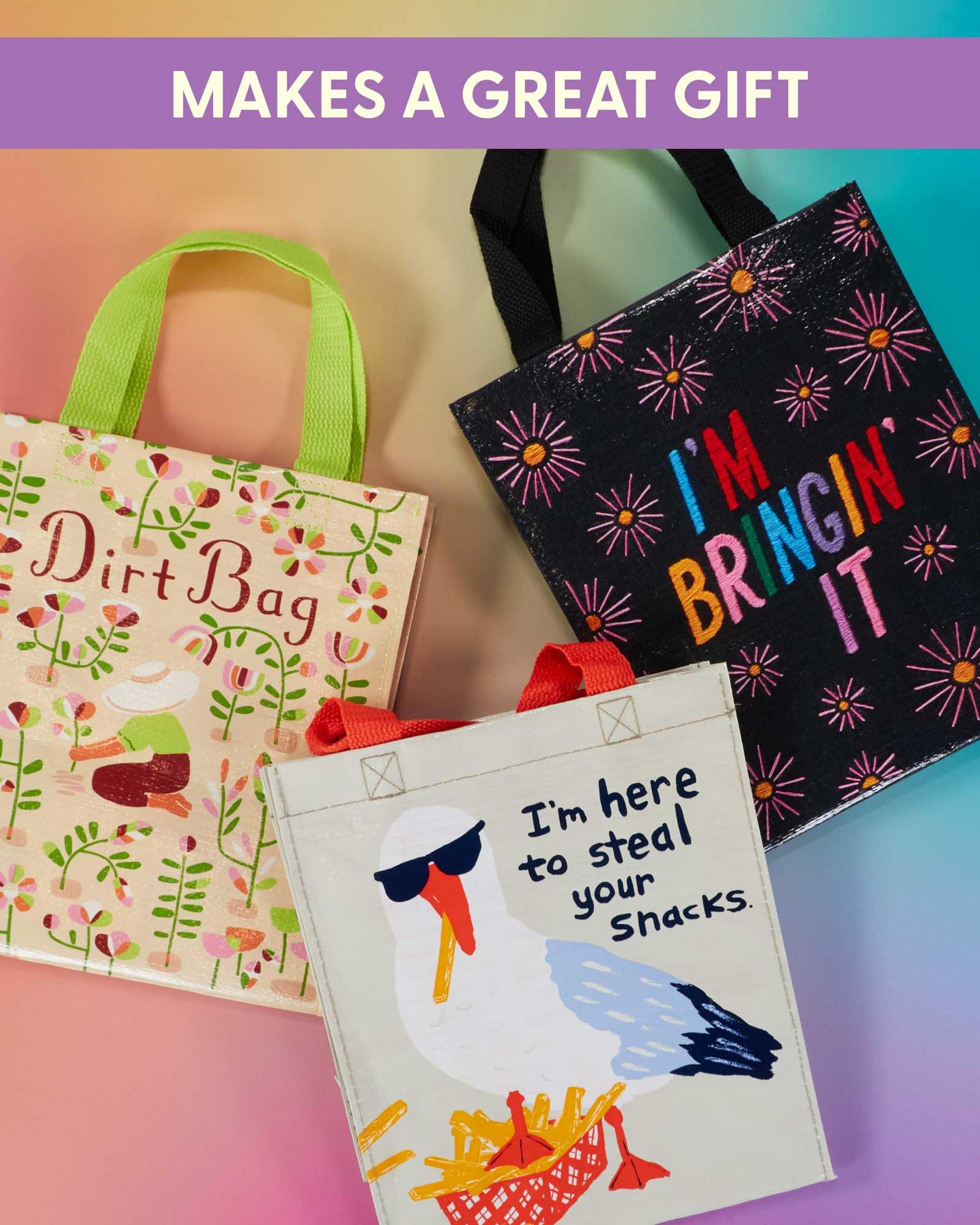 Blue Q Handy Tote used as a quirky gift bag for celebrations