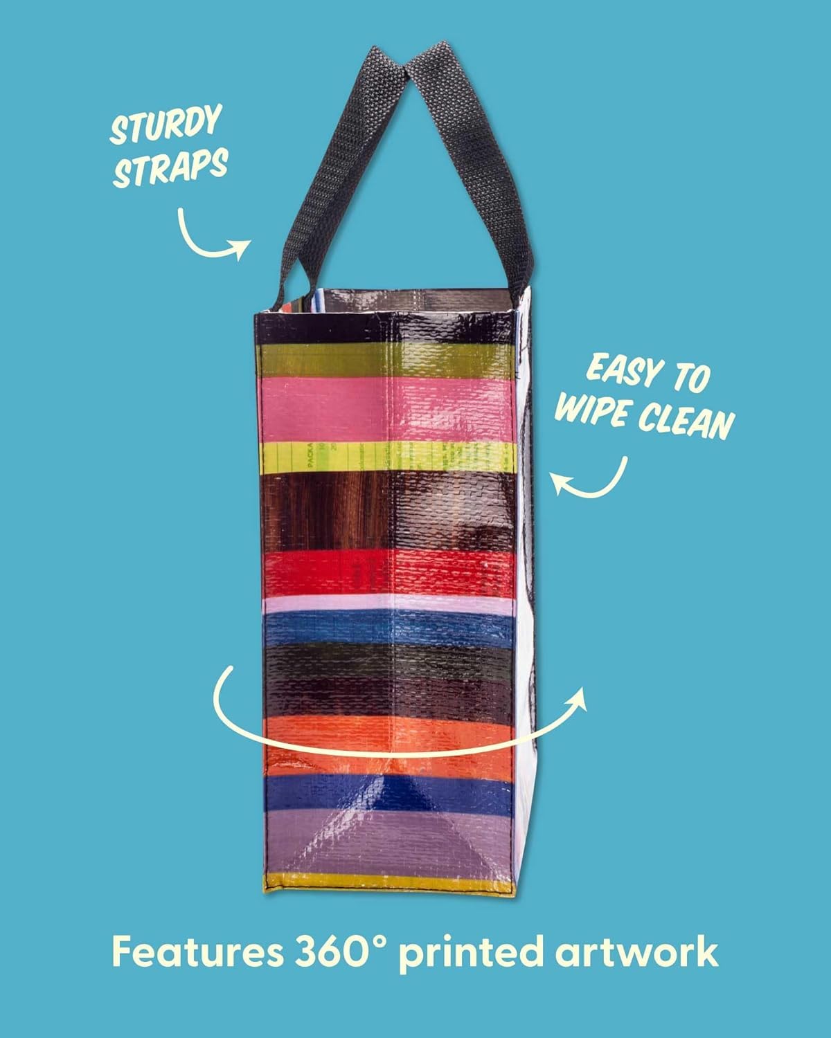 Blue Q Handy Tote stain-resistant surface for easy cleaning after use.
