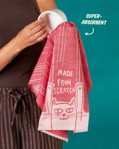 Blue Q Made from Scratch towel features durable finished edges for long-lasting kitchen use.