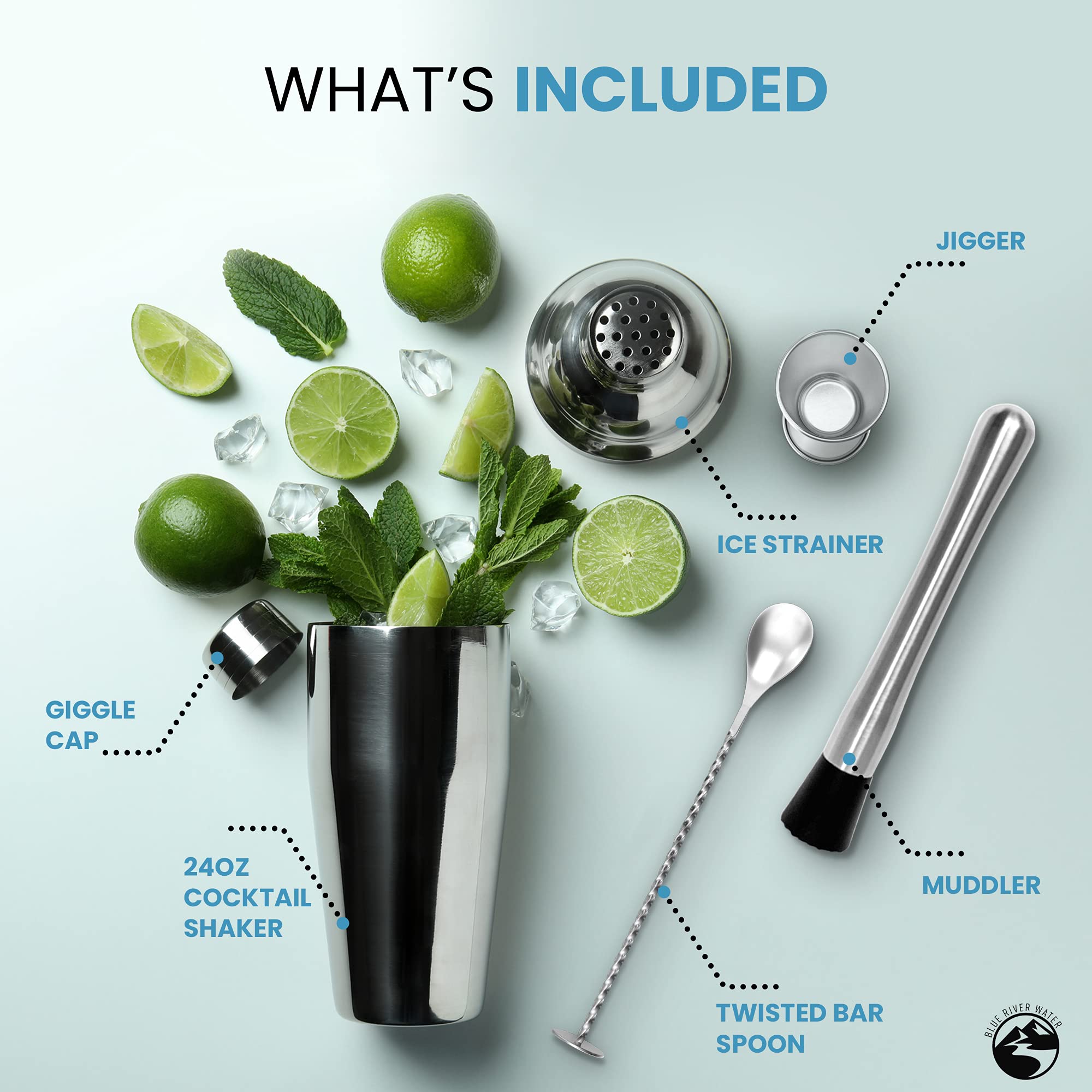 Blue River Water 10inch muddler for fresh herbs and fruits.