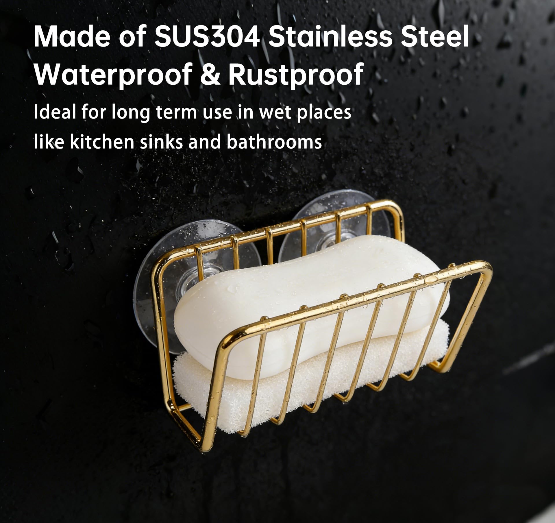 Blueden sink-strainer holder neatly stores drain stoppers and sponges.