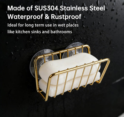 Blueden sink-strainer holder neatly stores drain stoppers and sponges.
