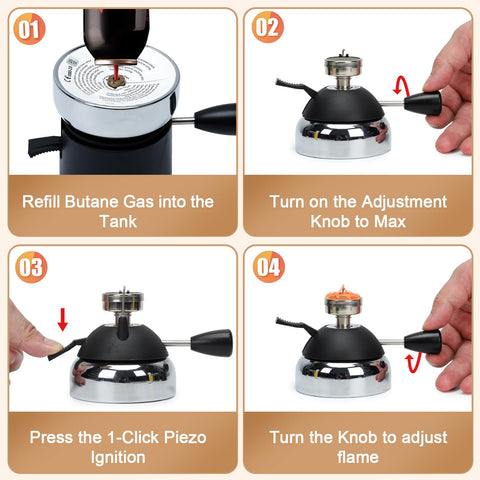 BlueFire furnace wire stand supports stable siphon coffee setups.
