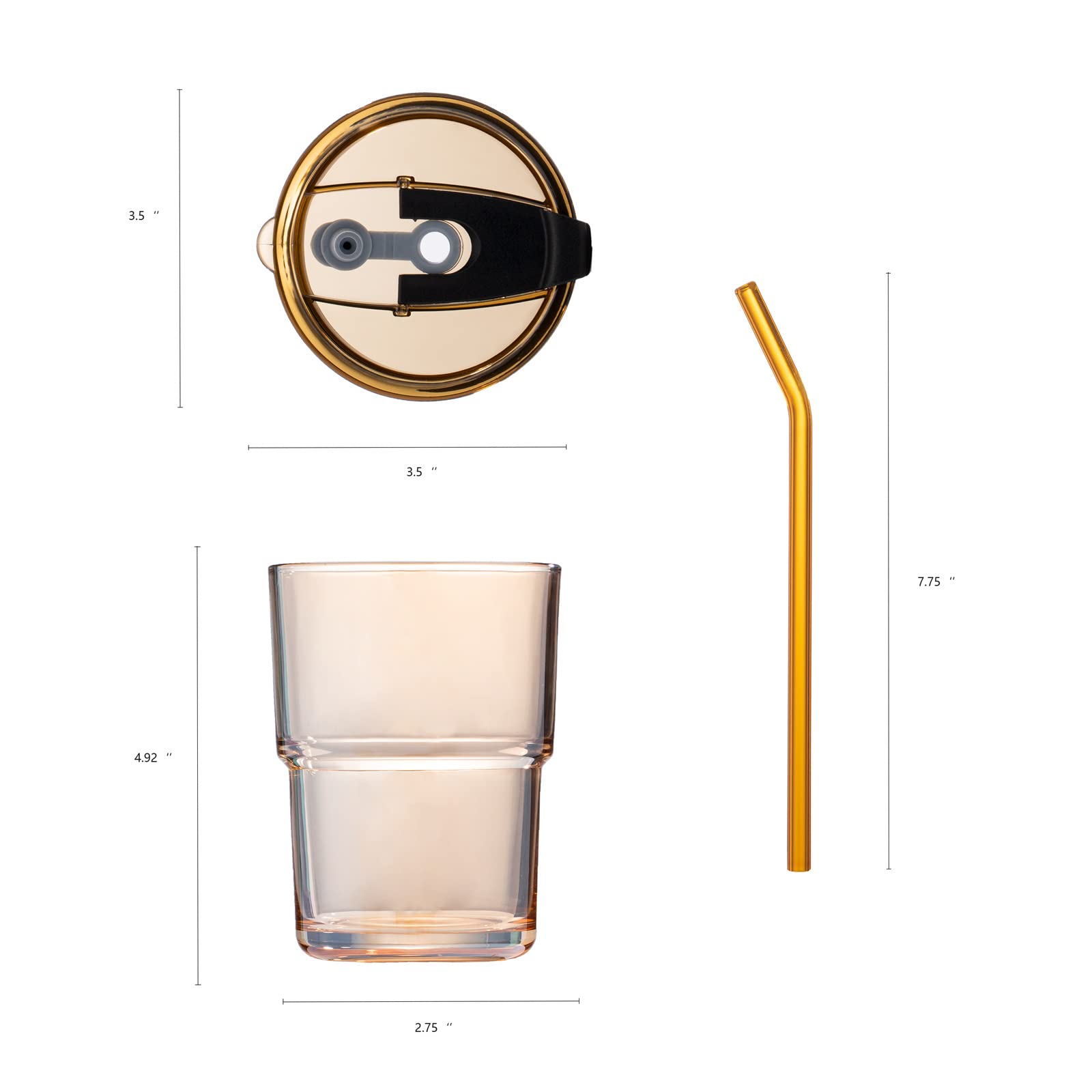 BluePolar amber tumbler shown from the side with ergonomic grip.
