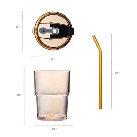 BluePolar amber tumbler shown from the side with ergonomic grip.