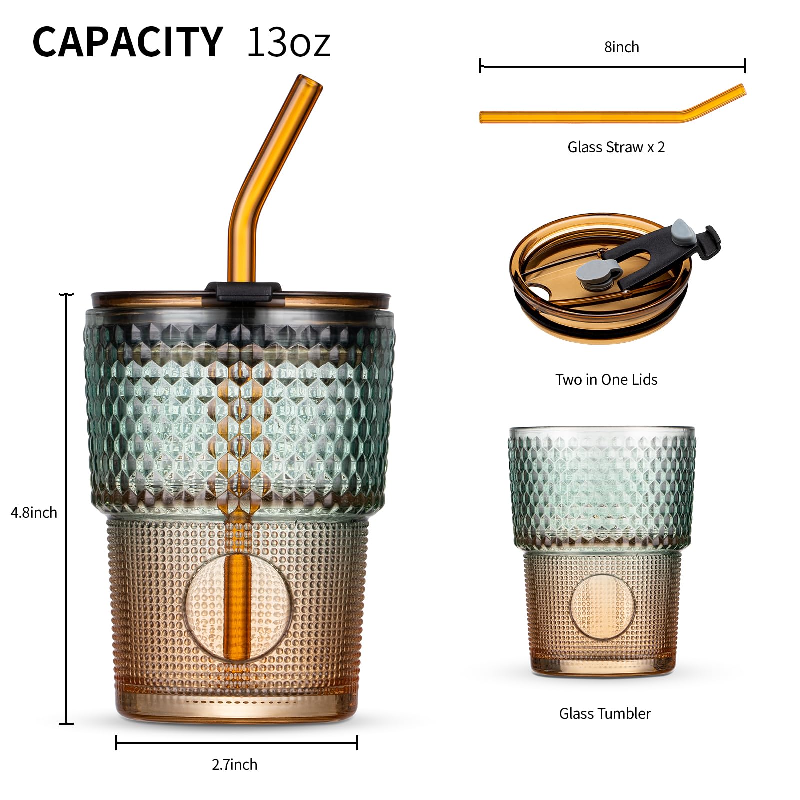 BLUEPOLAR glass tumbler with dustproof lid secure sipping during travel