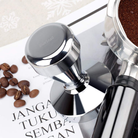 BlueSnail tamper in box, ready for home baristas