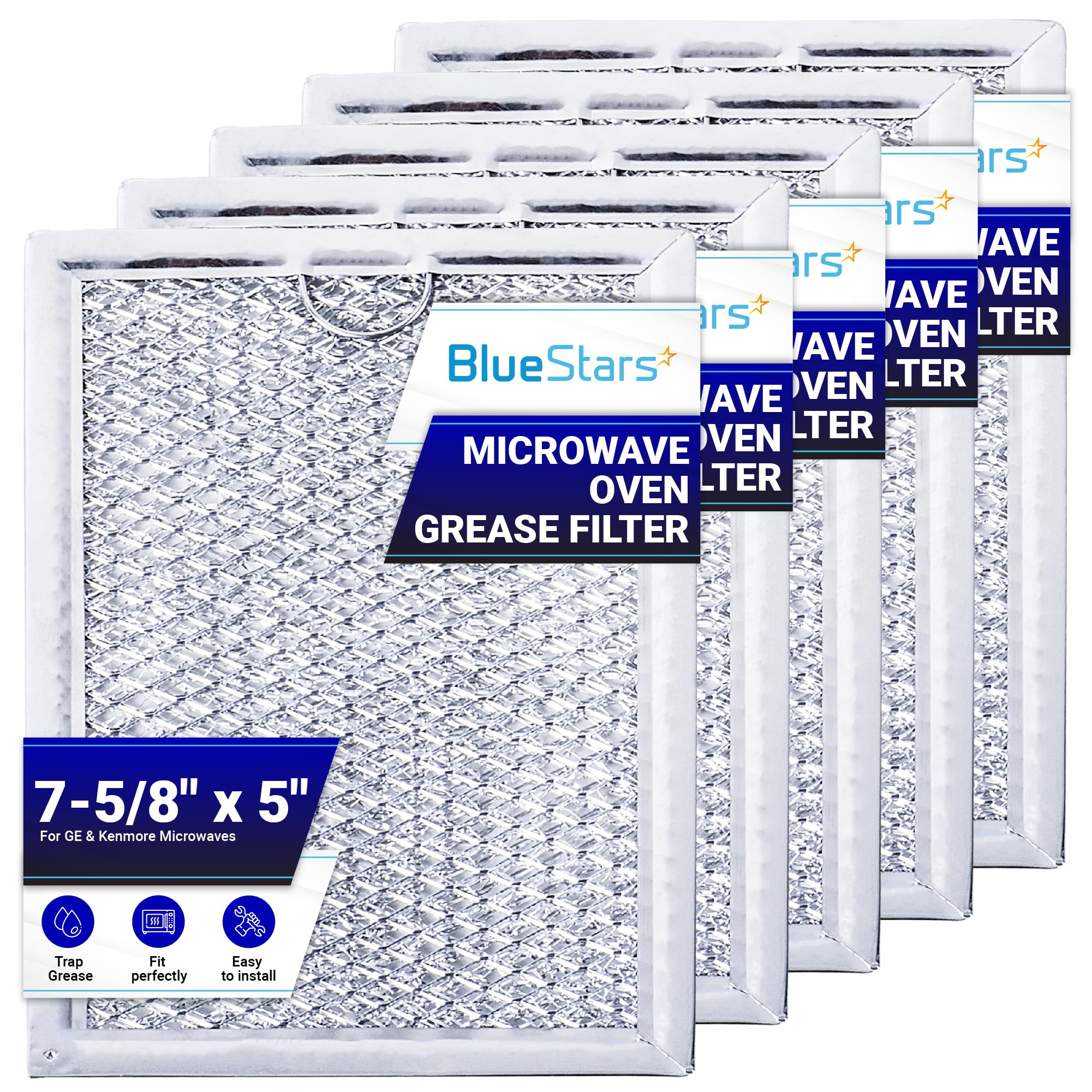 BlueStars WB06X10309 grease filter closeup showing durable mesh that traps cooking grease and odors