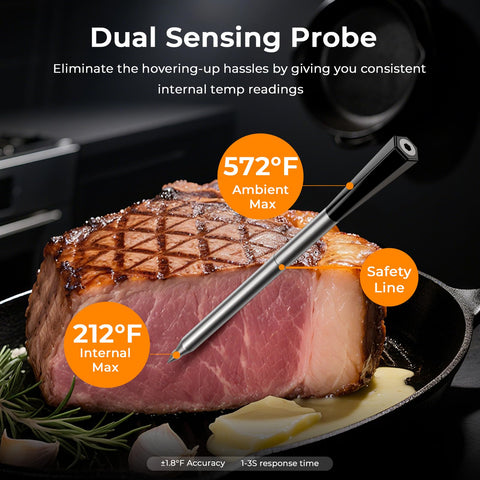 BlueSwan smart thermometer app view shows real-time cook progress for precise timing.