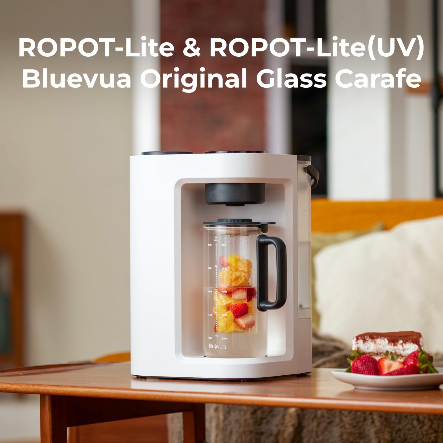 Bluevua RO100ROPOT-Lite carafe side view highlights slim design for modern kitchens