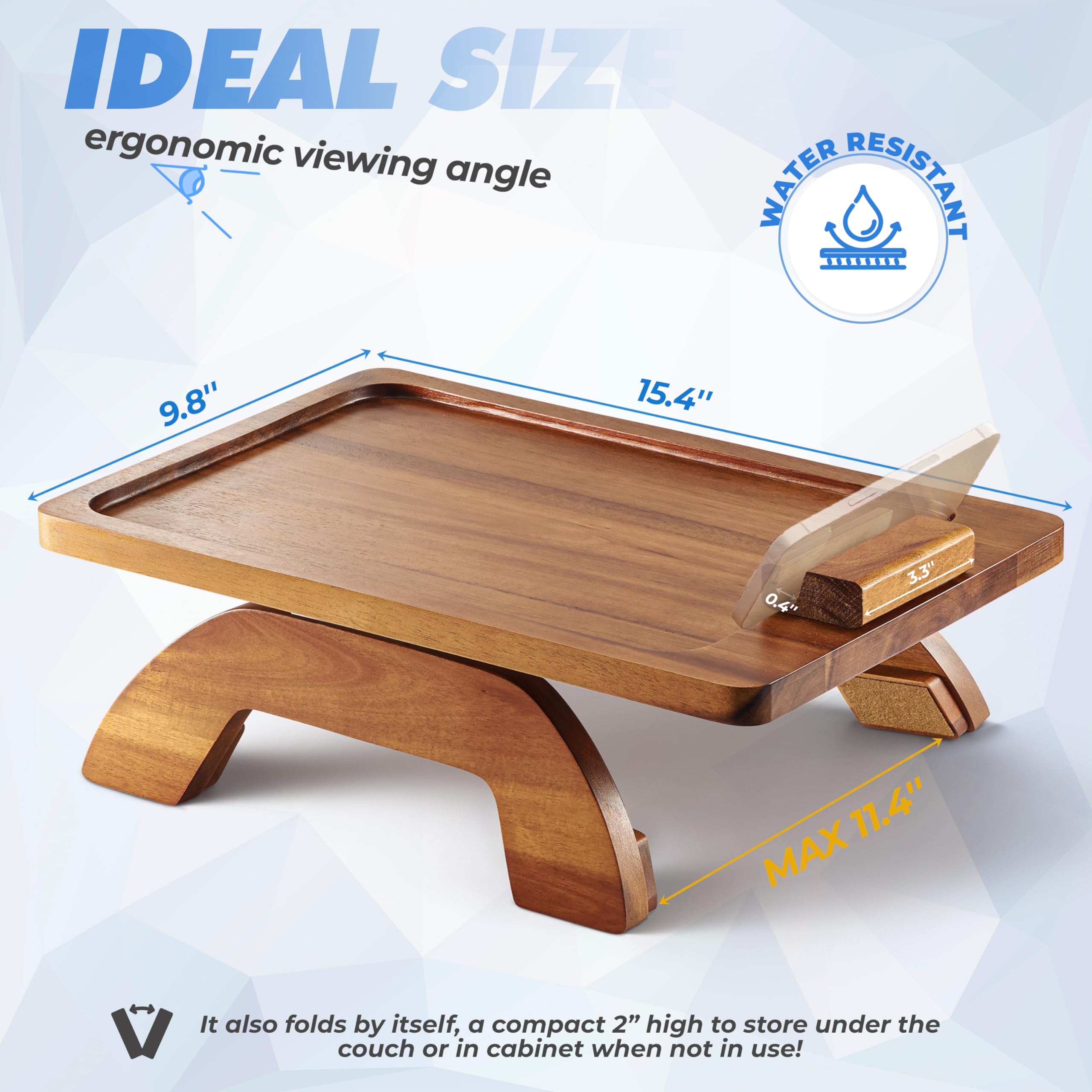 BLUEWEST clip-on table with anti-slip underside protects sofa fabric