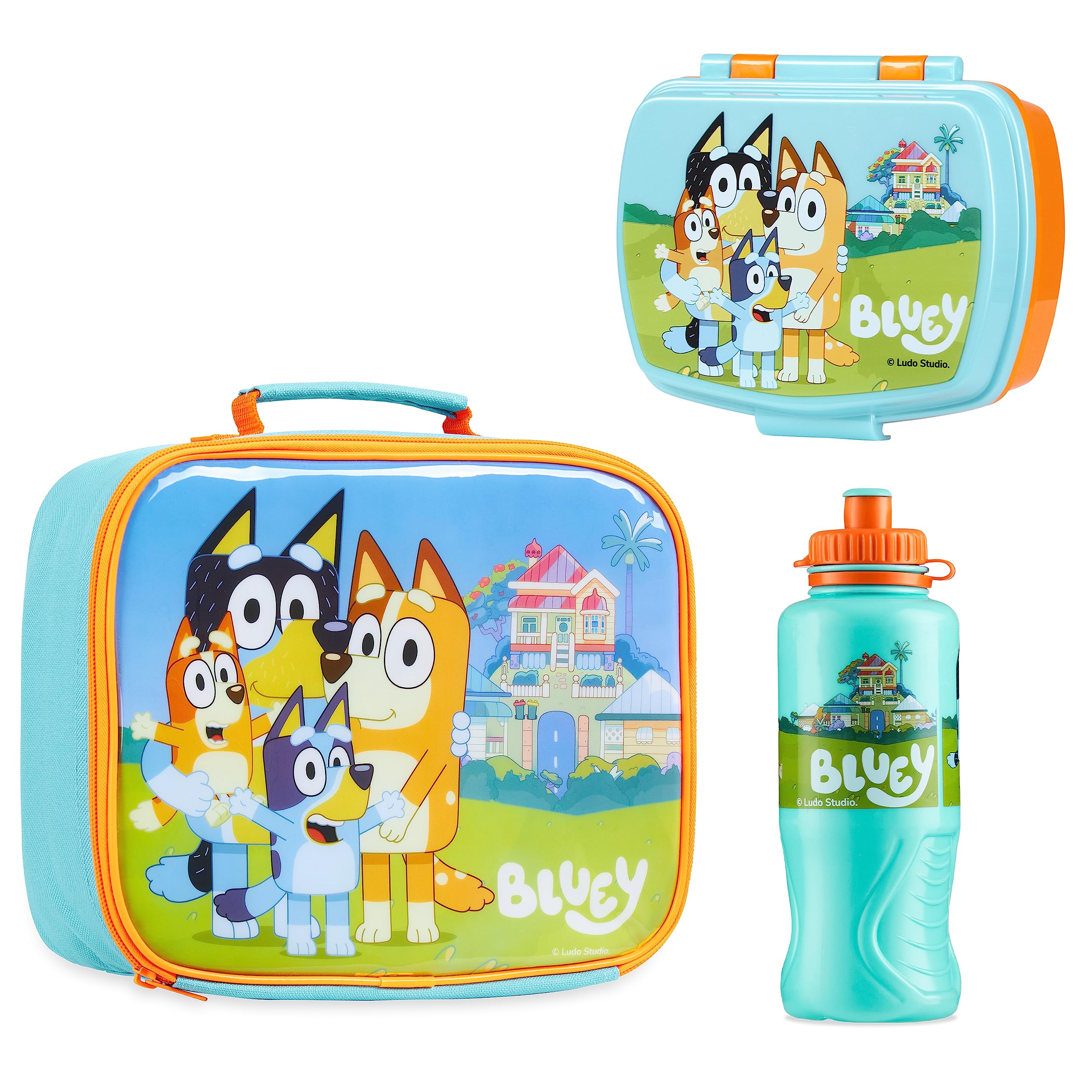 Bluey lunch box 3-piece set with insulated bag keeps meals fresh on the go.