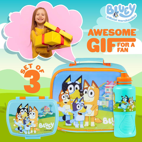 Bluey snack box helps organize sandwiches and snacks for busy days.