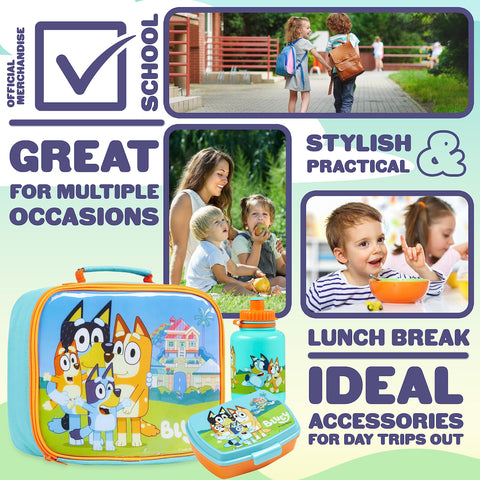 Bluey 430ml water bottle provides leak-free hydration for active kids.