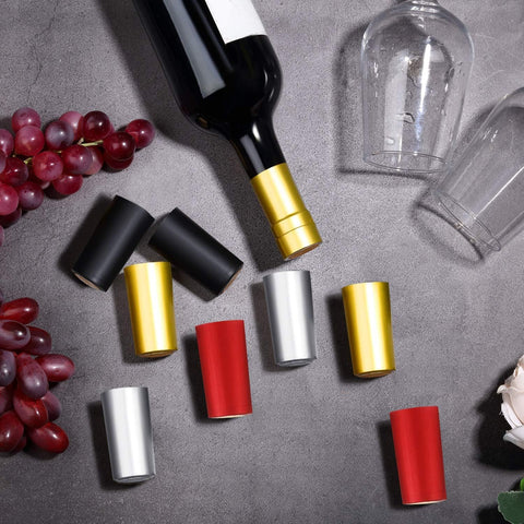 Blulu wine sealer caps in gold add a premium look for special occasions.
