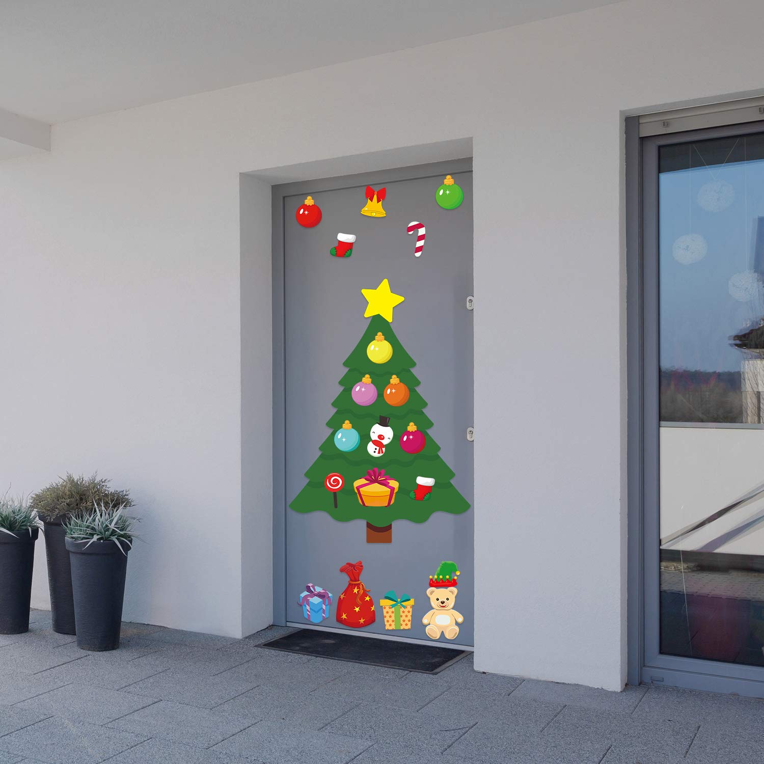 Blulu magnet set shown with gifts and ornaments for a playful holiday look