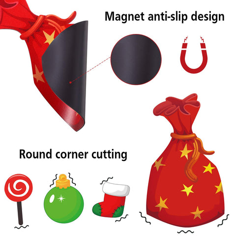 Blulu magnets on metal surface demonstrate durable, reusable holiday decor