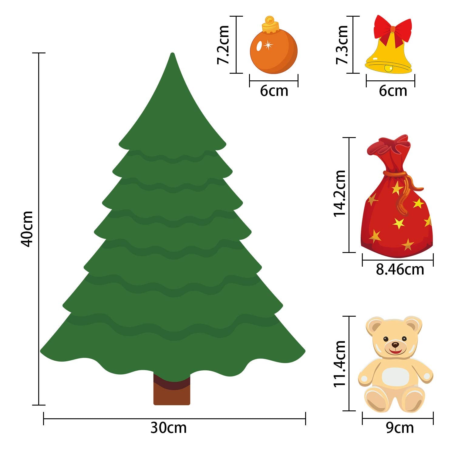 Blulu Christmas tree magnets arranged around tree and star for varied shapes