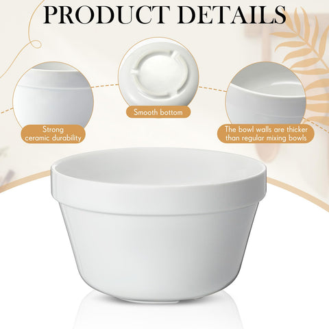 Blushtier white ceramic pudding basin with thick walls for durability