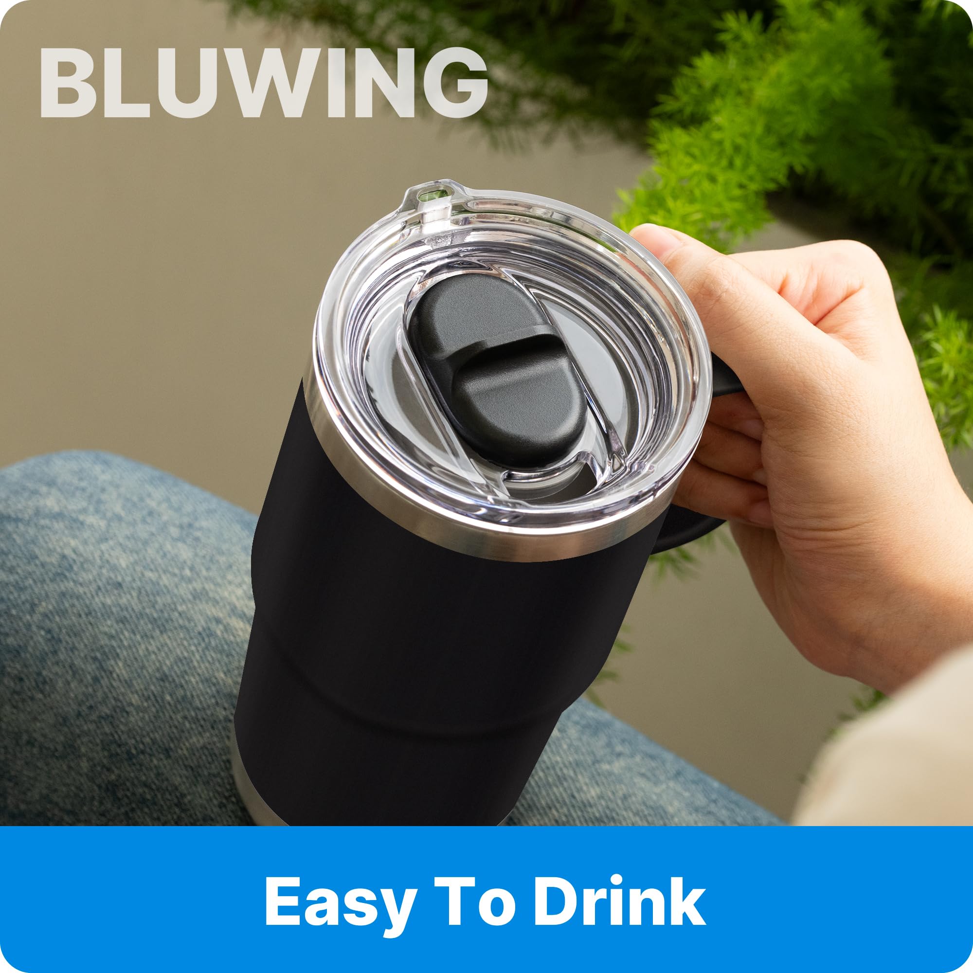 Bluwing Stronghold lid minimizes spills on bumpy roads