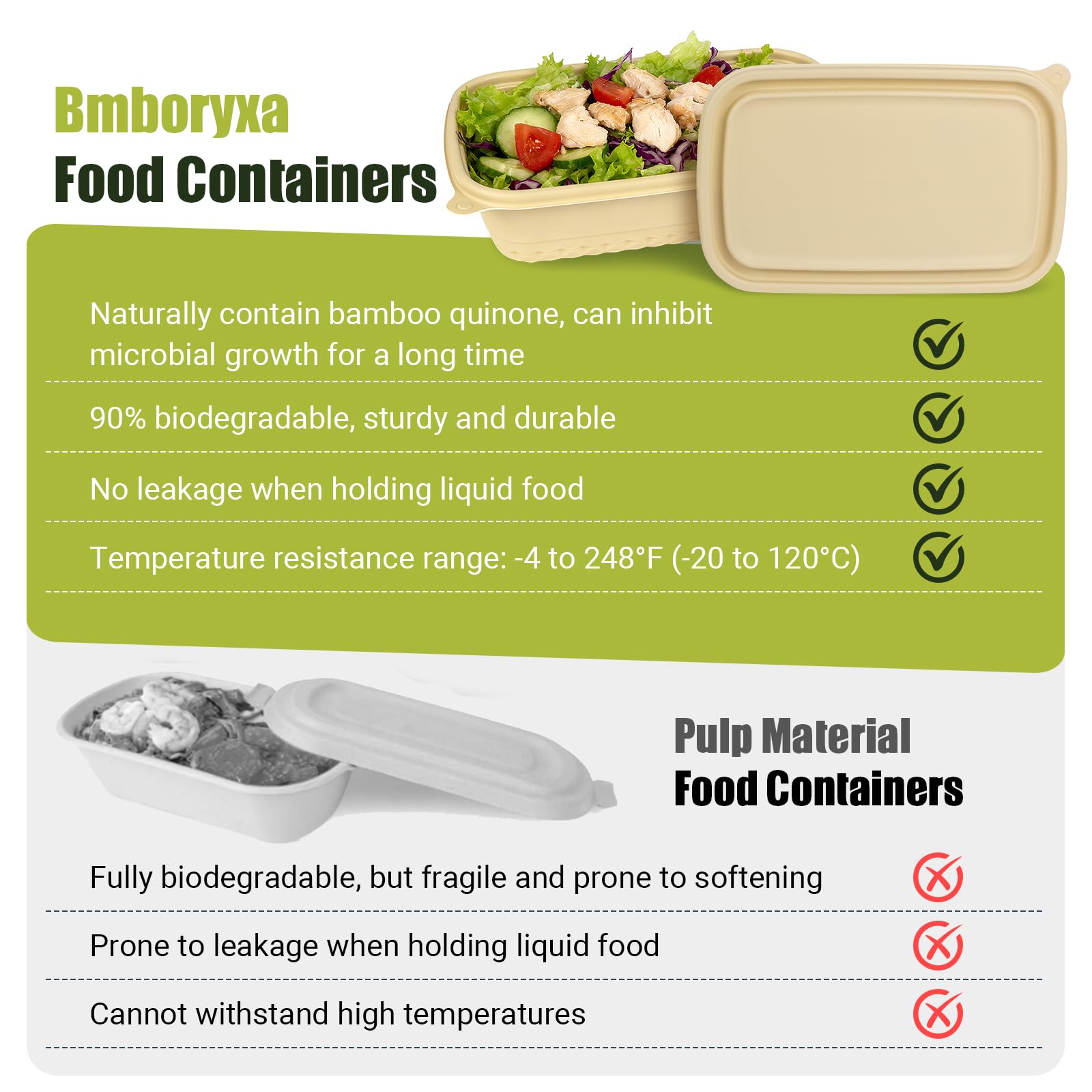 Bmboryxa stackable lunch containers save kitchen space during storage.