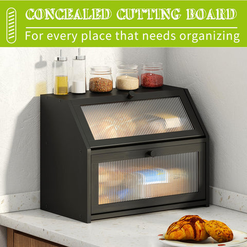 BMOSU acrylic door bread box clear window for quick content checks