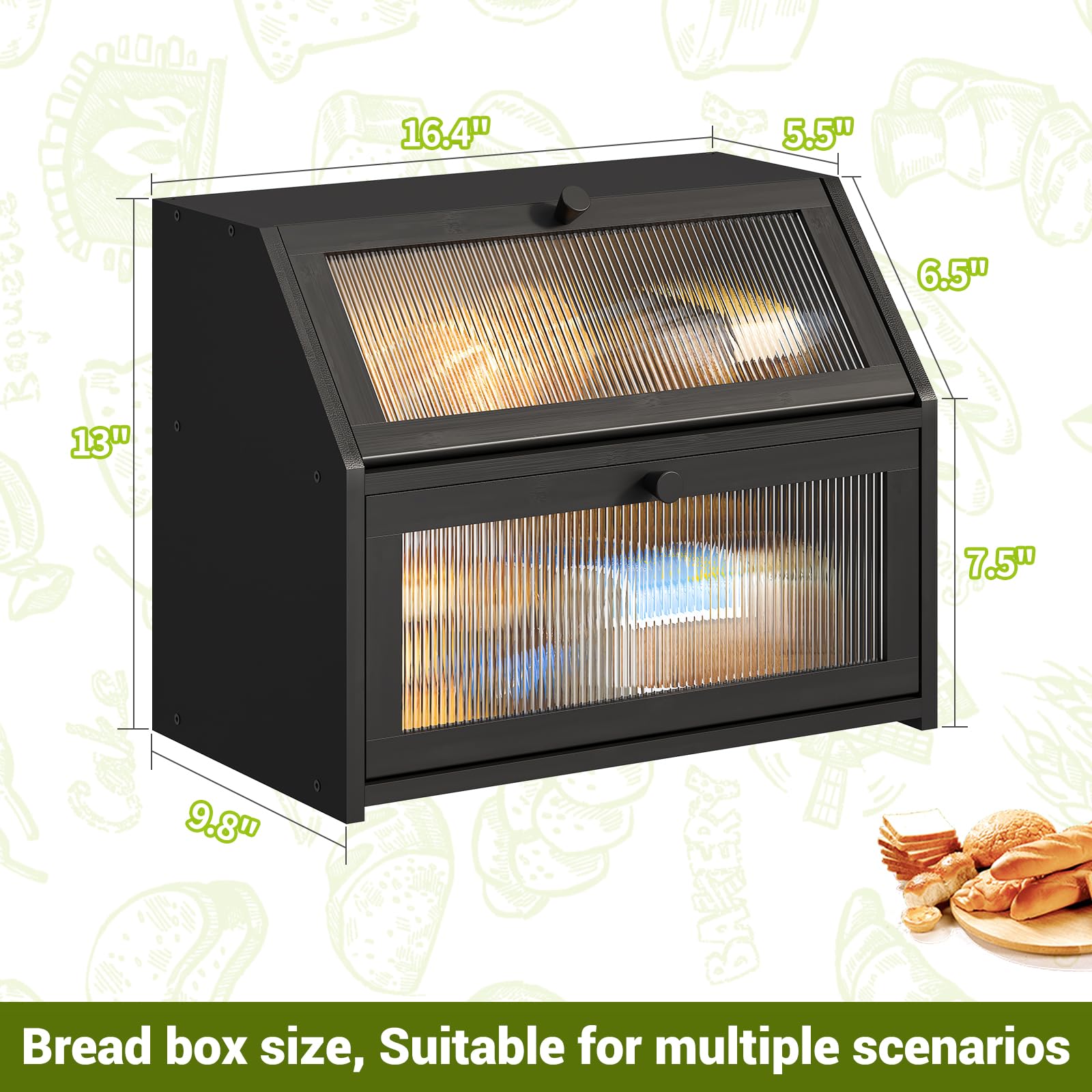 BMOSU kitchen counter organization bread box helps keep items tidy