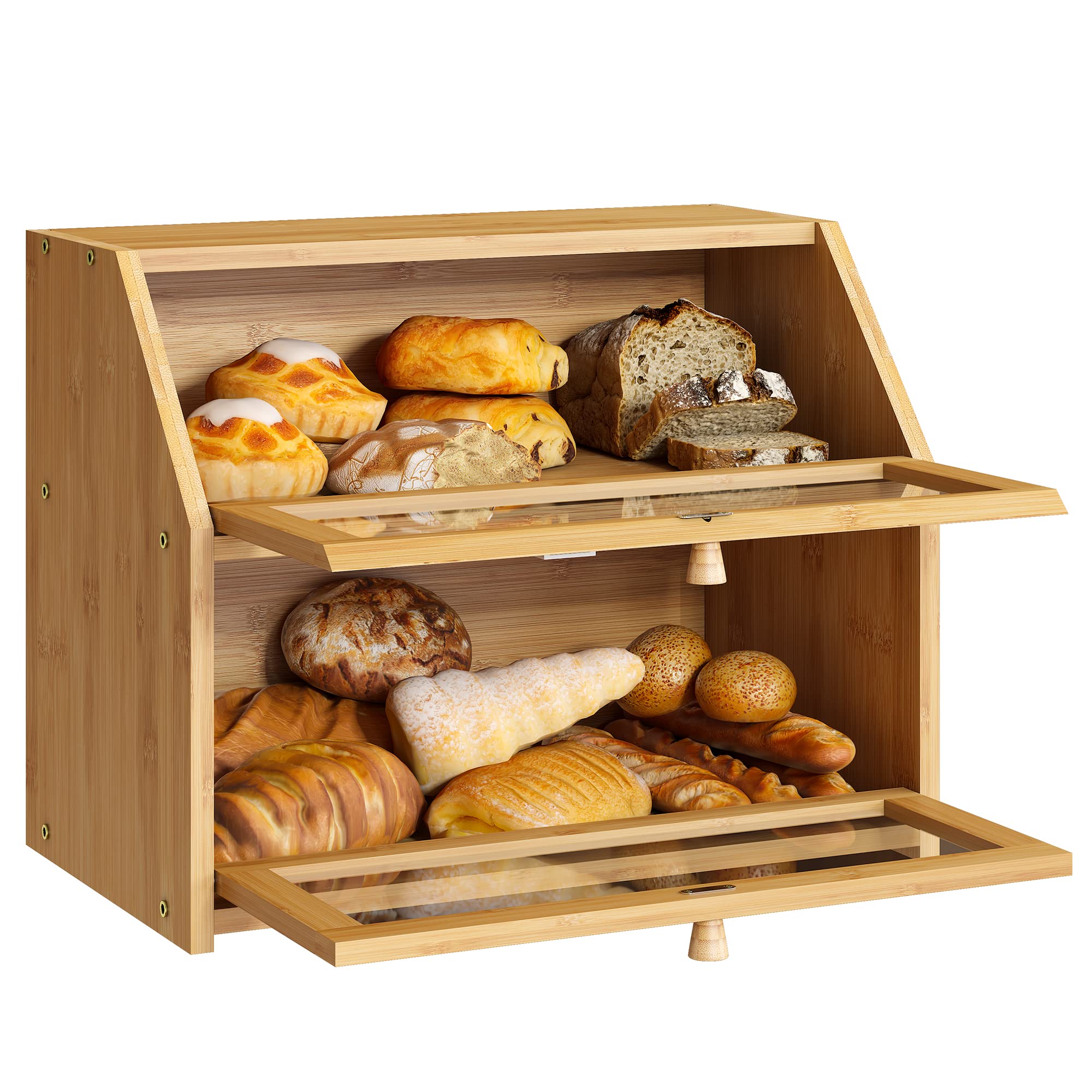 BMOSU large-capacity bread bin fits loaves, rolls, and pastries.