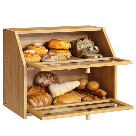 BMOSU large-capacity bread bin fits loaves, rolls, and pastries.