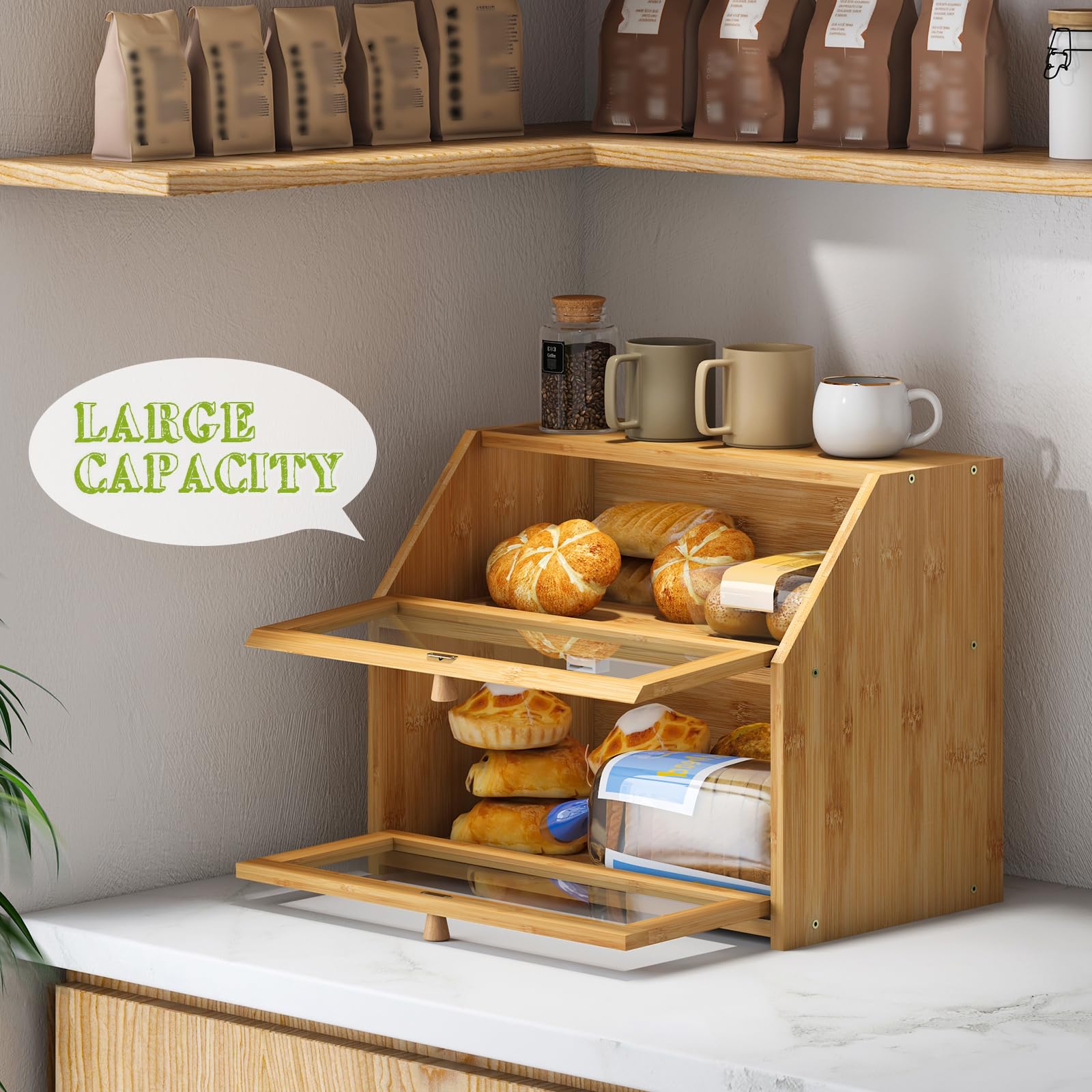 BMOSU smooth-surface bread box cleans easily after use.