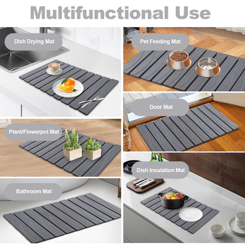 Bmrewax stone drying mat gray finish complements modern kitchens.
