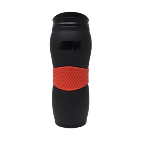 BMW M travel mug side view showing the functional handle for easy grip during commutes