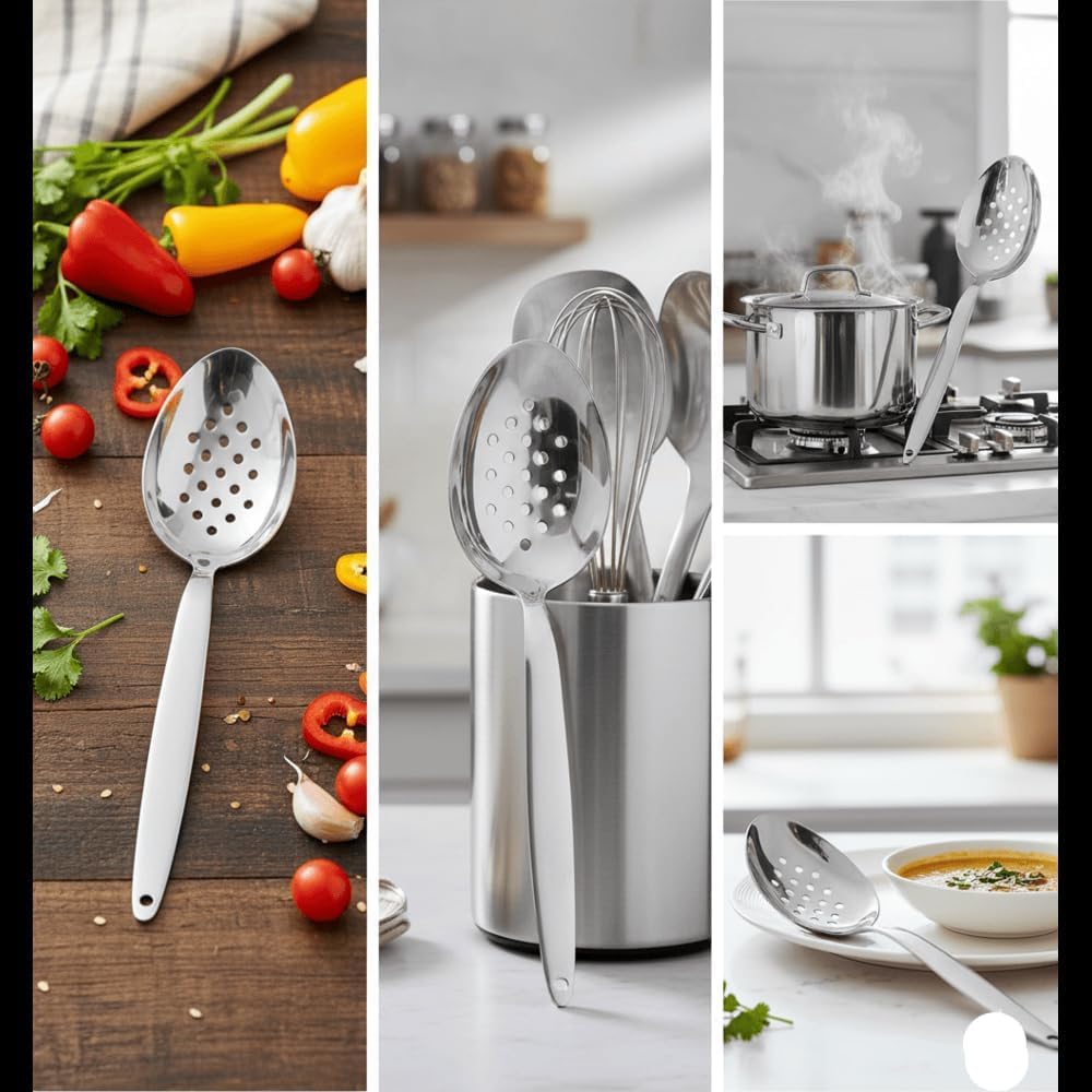BNAZIND Kunz 18-10 stainless basting spoon supports even sauce distribution.