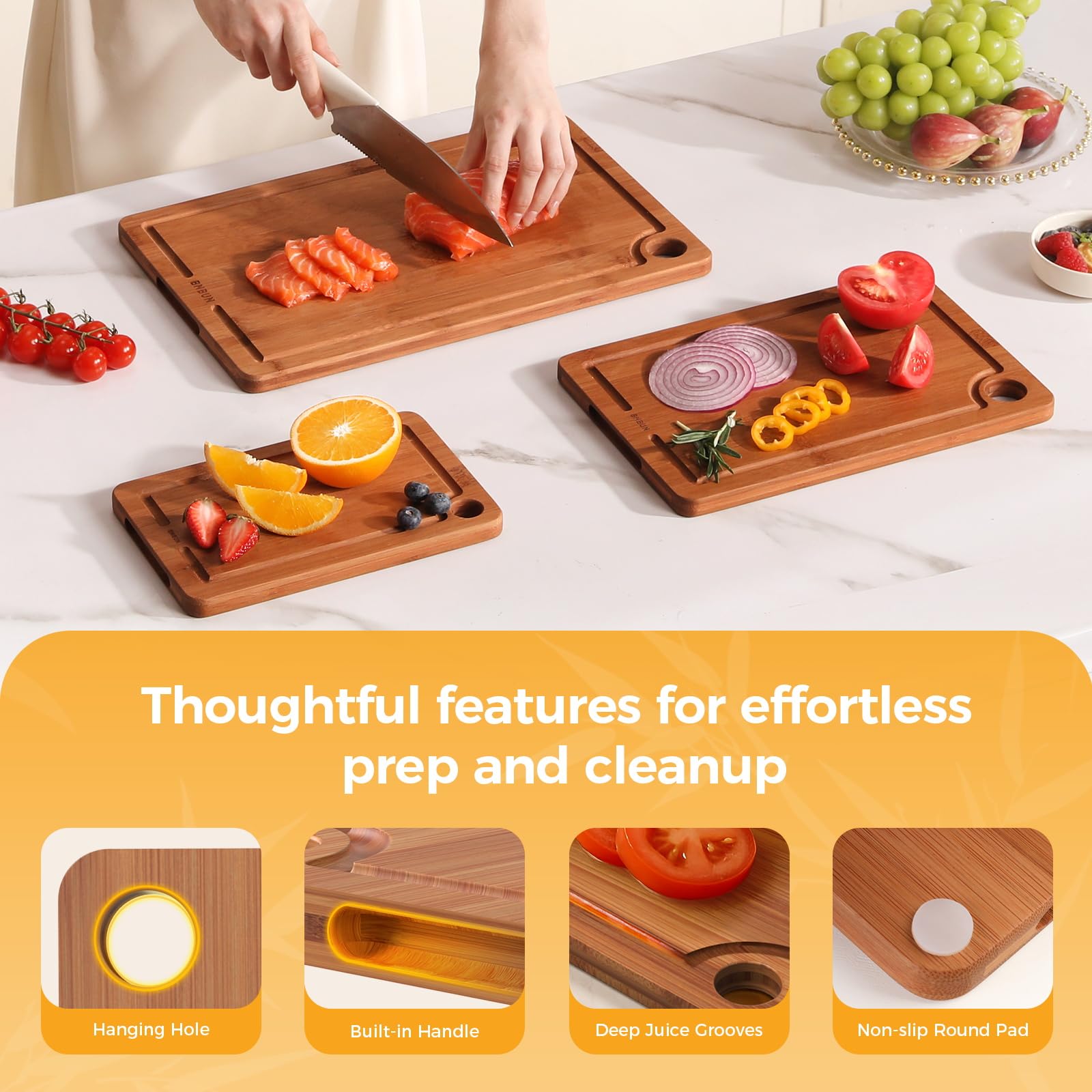 BNBUN large dual-sided board for versatile prep tasks