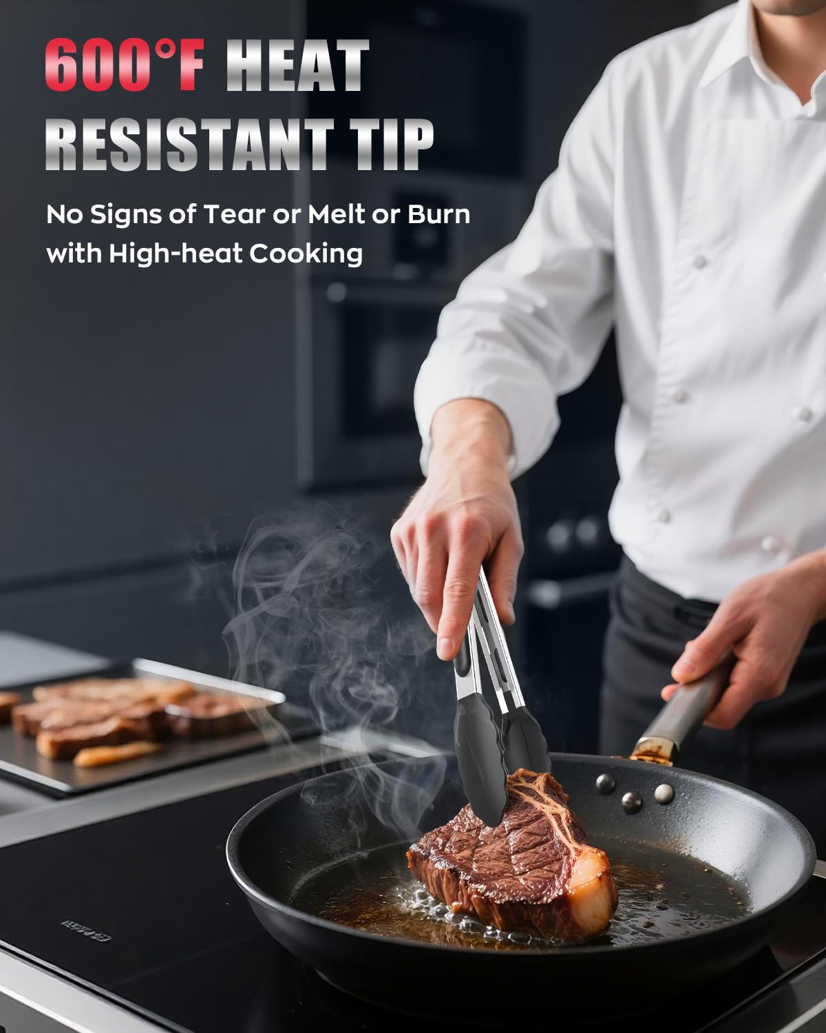 Bnlcd 9-inch locking tongs with silicone tips for secure handling and compact storage.